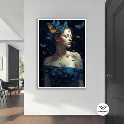 butterfly woman modern canvas, modern painting, decorative wall art, modern canvas, abstract art, canvas art, decor for
