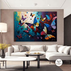 colorful butterfly canvas painting, colorful butterfly canvas, butterfly wall decor, butterfly canvas decorative wall ar