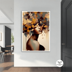 flower hair woman modern canvas, modern painting, decorative wall art, modern canvas, abstract art, canvas art, decor fo