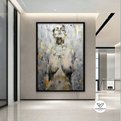 female body naked canvas decorative wall art, woman body naked wall decor, minimalist line art gift, nude female decorat