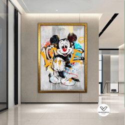 mouse graffiti art, street canvas painting, graffiti wall decor,banksy decorative wall art, graffiti print, framed canva