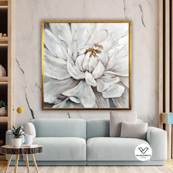 white flowers canvas art, flower wall decor, floral wall decor, floral decorative wall art, flower canvas print, white f