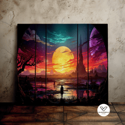 alone in a mystical land, beautiful landscape, nature art, scenic decorative wall art, canvas art, canvas print, ready t