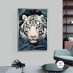 white tiger canvas, tiger in the jungle animal, with different frame options for your home and office modern decor ideas