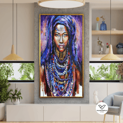 african woman art, african woman canvas, african beauty print, ethnic poster, decorative wall art canvas design, framed