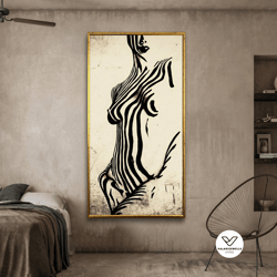 female body naked decorative wall art, woman body naked wall decor, minimalist line art gift, nude female decorative wal