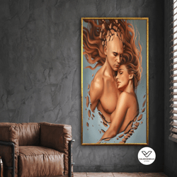 love decorative wall art, love canvas print, love canvas, nude decorative wall art, couple art, couple poster,decorative