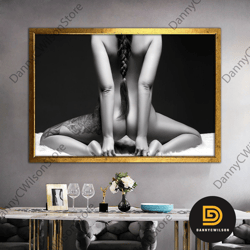 erotic nude canvas, sensual art print, erotic nudity wall art, sexy body decor,sexy wall print, nude woman, framed canva