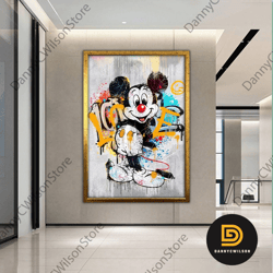 mouse graffiti art, street canvas painting, graffiti wall decor,banksy wall art, graffiti print, framed canvas art