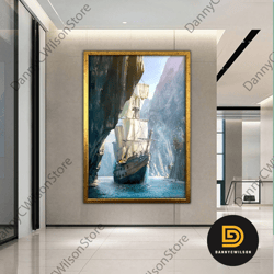 sailing ship print on canvas, modern wall art, canvas wall set, large wall art, pirate ship painting, large framed canva