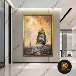 sailing ship print on canvas, modern wall art, canvas wall set, large wall art, pirate ship painting, large framed canva
