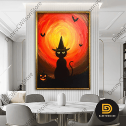 scarecrow pumpkin canvas wall art, horror house halloween decor, halloween party wall painting, enchanted house wall pri