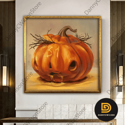 scarecrow pumpkin canvas wall art, horror house halloween decor, halloween party wall painting, enchanted house wall pri