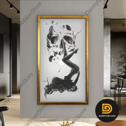 skull print on canvas, modern wall art, canvas wall art, skeleton print, skull canvas art, graffiti canvas, framed canva