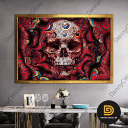 skull print on canvas, modern wall art, canvas wall art, skeleton print, skull canvas art, graffiti canvas, framed canva