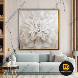 white flowers canvas art, flower wall decor, floral wall decor, floral wall art, flower canvas print, luxury framed wall