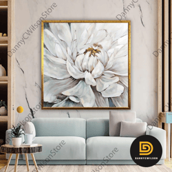 white flowers canvas art, flower wall decor, floral wall decor, floral wall art, flower canvas print, white flower art,