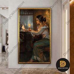 woman reading letter, woman wall art, woman art, fashion wall art, fashion canvas print, luxury framed wall decor