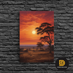 african wall art, savannah wall art, canvas print, wall art, vertical art, landscape print, retirement gifts, apartment