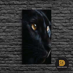 beautiful black cat portrait, cat photography, framed canvas print, framed art, halloween witch cat art