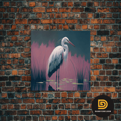 beautiful stork watercolor, framed canvas print