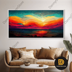 beautiful sunset canvas print, canvas art, ink painting style, abstract sunset wall art, cool wall art