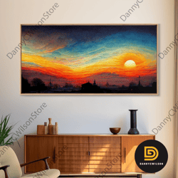 beautiful sunset canvas print, canvas art, ink painting style