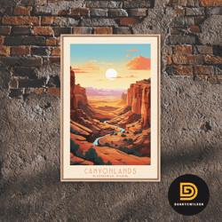 canyonlands national park travel poster print, canvas print wall art, utah travel art, midcentury modern travel decor