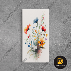 colorful wildflowers, beautiful floral art, framed canvas print