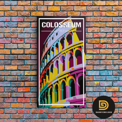 colosseum, rome wall art, italy travel poster, europe wall art, travel wall print, travel poster, travel wall art, canva