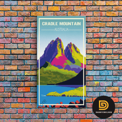 cradle mountain, australia travel poster, tasmania wall art, travel wall print, travel poster, travel wall art, canvas w