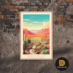 death valley national park travel poster print, canvas print wall art, california travel art, midcentury modern travel d