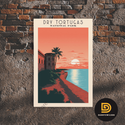 dry tortugas national park travel poster print, canvas print wall art, florida travel art, midcentury modern travel deco