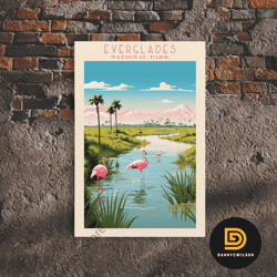 everglades national park travel poster print, canvas print wall art, florida travel art, midcentury modern travel decor,