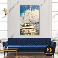 boat wall art, sea canvas art, nature wall art decor, roll up canvas, stretched canvas art, framed wall art painting