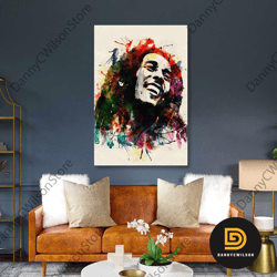 bob marley graffiti famous singer roll up canvas, stretched canvas art, framed wall art painting