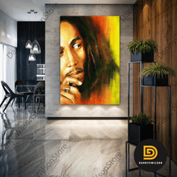 bob marley poster, reggea music canvas art, musician wall decor, roll up canvas, stretched canvas art, framed wall art p