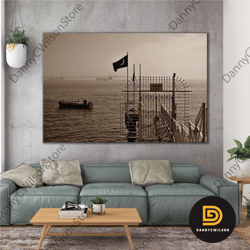 bosphorus ahirkapi pier nostalgia roll up canvas, stretched canvas art, framed wall art painting