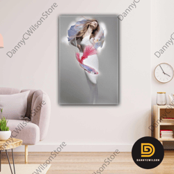 pisces woman model serenity woman roll up canvas, stretched canvas art, framed wall art painting