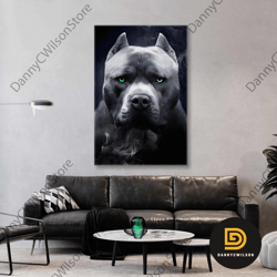 pitbull wall art, dog canvas art, animal wall decor, roll up canvas, stretched canvas art, framed wall art painting