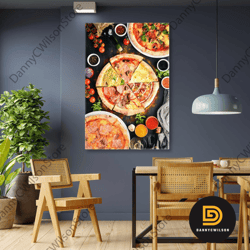 pizza wall art, italian cuisine canvas art, fast food wall art decor, roll up canvas, stretched canvas art, framed wall