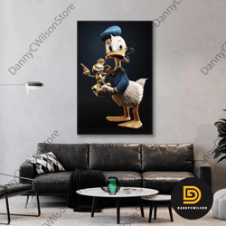 pop art duck wall art, modern room wall decor, roll up canvas, stretched canvas art, framed wall art painting