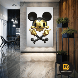 pop art mickey mouse wall art, modern room wall art, gift for him, roll up canvas, stretched canvas art, framed wall art
