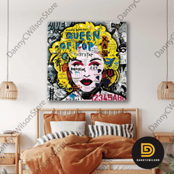 pop art wall decor, banksy canvas decor, colorful roll up art, home office wall decor, canvas wall hangings, canvas room