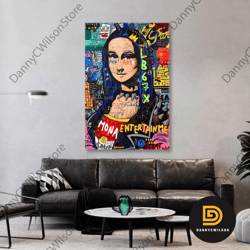 pop art, mona lisa wall art, graffiti canvas art, modern wall decor, roll up canvas, stretched canvas art, framed wall a