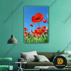 poppy flower nature landscape close up roll up canvas, stretched canvas art, framed wall art painting