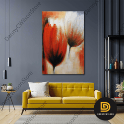 poppy wall art, flower canvas art, living room wall decor, roll up canvas, stretched canvas art, framed wall art paintin