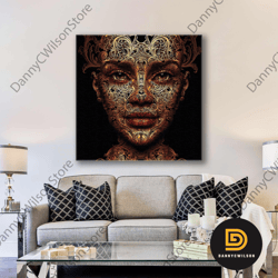 portrait with baroque patterns roll up canvas, stretched canvas art, framed wall art painting-1