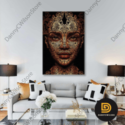 portrait with baroque patterns roll up canvas, stretched canvas art, framed wall art painting