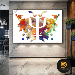 psychologist office psychology psi symbol colorful roll up canvas, stretched canvas art, framed wall art painting
